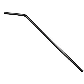 Black Bendy Plastic Straws - 6 x 200mm