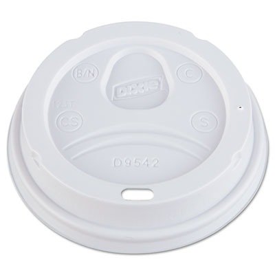 Dixie D9542 Dome Drink-Thru Lids, Fits 12-16oz Paper Hot Cups, White, 1000/Carton