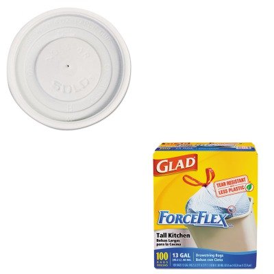 KITCOX70427SLOVL34R0007 - Value Kit - Solo Polystyrene Vented Hot Cup Lids (SLOVL34R0007) and Glad ForceFlex Tall-Kitchen Drawstring Bags (COX70427)