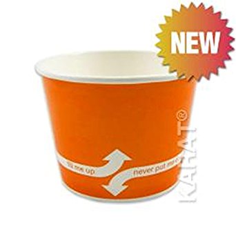 12oz Karat Double Poly Paper Hot/Cold Orange Food Container - 100mm, 1000Pcs (Yogurt Container) C-KDP12-O