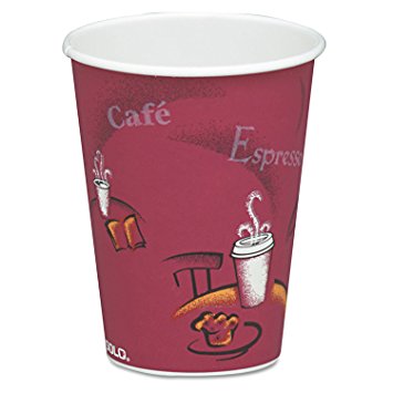 Solo Cup 378SI Bistro Design Hot Drink Cups, Paper, 8 Oz., Maroon, 20 Bags Of 50/Carton