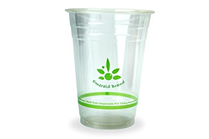 Emerald EMRPLA16 Compostable Cold Cups (Pack of 1000), 16 oz., Clear