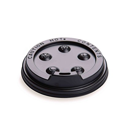 500-CT Disposable Black Lid for Coffee and Tea Cups - Fits 8-OZ, 12-OZ and 16-OZ Cups: Perfect for Coffee Shops, Juice Shops, and Restaurant Takeout – Recyclable Polystyrene Cup Lid – Restaurantware