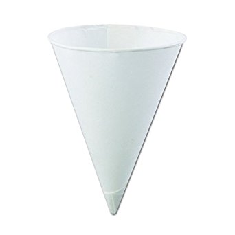 Konie 45KR Rolled-Rim Paper Cone Cups, 4.5oz, White, 200 Per Bag (Case of 25 Bags)