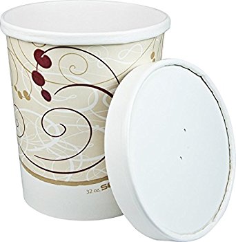 Solo KHB32A-J8000 32 oz Symphony Paper Food Container And Lid (Case of 250 Containers w/Lids)