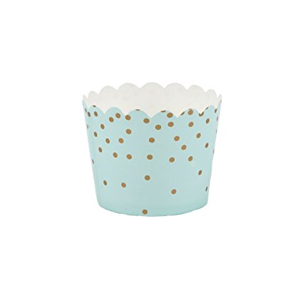 Simply Baked Small Paper Baking Cup, Mint with Gold Dot, 550 Pack, Disposable & Oven-Safe