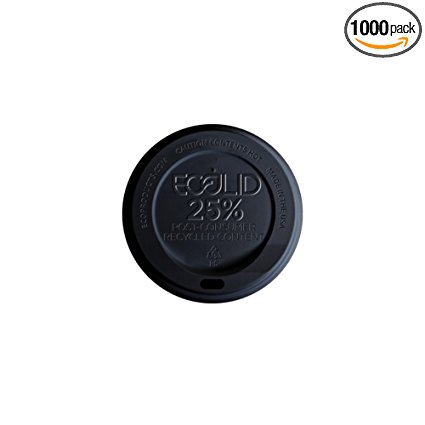 Eco-Products - EcoLid 25% Recycled Content Black Hot Cup Lid - Fits 10-20oz Hot Cups - EP-HL16-BR (10 Packs of 100)