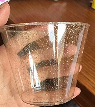 104 Glitter Plastic Cups Clear Welmax 9 oz Plastic Tumblers Disposable Party Wedding Plastic Cups Drinking Glasses