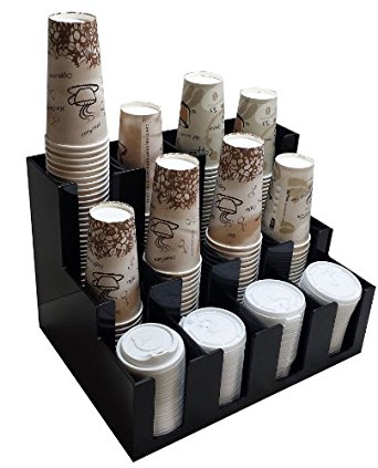 Vertical Coffee Cup and Lid Dispenser Countertop Caddy Organizer Station(4 rows, 3 deep)(1009) Heavy Duty