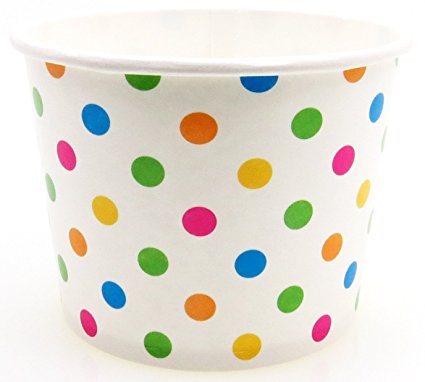 4 oz Paper Ice Cream Cups - 1,000 / Case (Polka Dot)