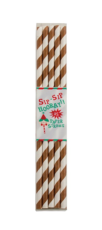 Party Partners Design Retro Paper Straws, Brown, 25 Count