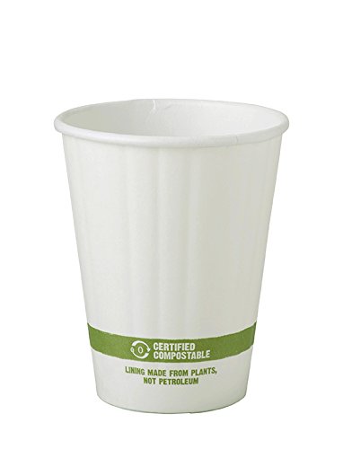 World Centric Compostable Paper PLA-Lined 8 Ounce Double Walled Coffee Cup (Package of 200)