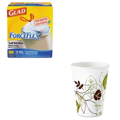 KITCOX70427DXE2338PATH - Value Kit - Dixie Pathways Paper Hot Cups (DXE2338PATH) and Glad ForceFlex Tall-Kitchen Drawstring Bags (COX70427)