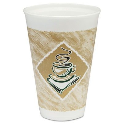 NEW - Foam Hot/Cold Cups,16 oz, White w/Brown amp;amp; Green,1000/Carton - 16X16G