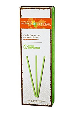 World Centric STRT-CS-8 Compostable Retail Ingeo Straws, 8