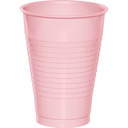 Creative Converting 240 Count Touch of Color 12 Ounce Plastic Cups, Classic Pink