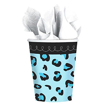 Amscan Safari Boy Baby Shower Disposable Paper Cups Hot and Cold Beverage Drinkware Party Supplies (216 Piece), Blue, 9 Ounces