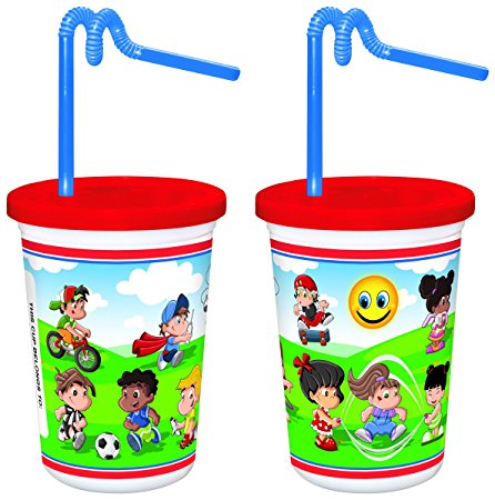 Berkley Square 12 oz. Kids Cup with Red Lid & Kurly Straw (250/Case)