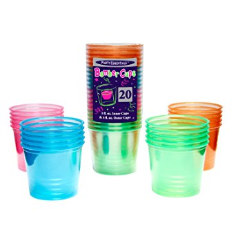 Party Essentials N492 Soft Plastic Bomber Cups, 4 oz, Assorted Neon Colors (Pack of 500)