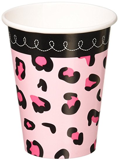 Amscan Safari Girl Baby Shower Disposable Paper Cups Hot and Cold Beverage Drinkware Party Supplies (216 Piece), Pink, 9 Ounces