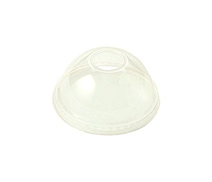 World Centric's 100% Biodegradable, 100% Compostable Corn PLA - Clear Dome Lid -with Straw Hole for Use with 10 - 24 Ounce Clear Cold Cups (Case of 1000)