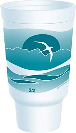 0H Horizon Hot/Cold Foam Drinking Cups, 32oz, Teal/White, 400-Pieces