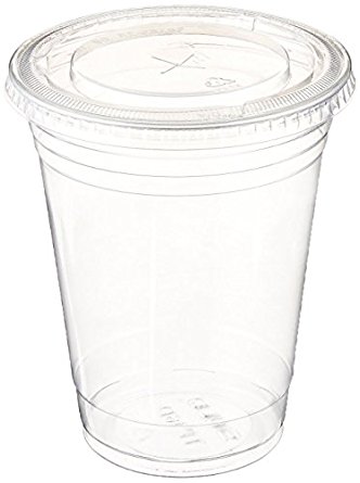 Table To Go Disposable Clear Plastic Cups with Flat Lids (600 Glasses & 600 Lids Pack/ 32 oz) | Crack-Resistant Drinking Glasses | 100% BPA-Free | Elegant Ultra-Clear Party Cup Set for Iced Coffee