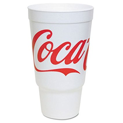 Dart Coca-Cola Foam Cups, Foam, Red/White, 32 oz - Includes 25 packs of 16 each.