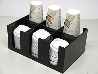 Small Coffee Cup and Lid Dispenser with 6 Sections for Countertop Organizer(6002)