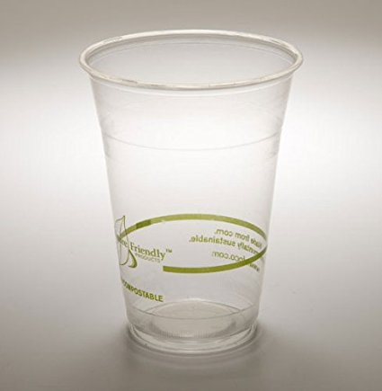 16 Oz. PLA Clear Corn Plastic Biodegradable Cold Cup (Pack of 250)