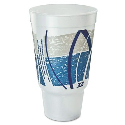 DCC32AJ20E - Dart Impulse Hot/cold Foam Drinking Cup, 32oz, Flush Fill, Printed, Blue/gray, 16/bag