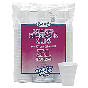 Dart Container Drink Foam Cups, 8.5 oz, White