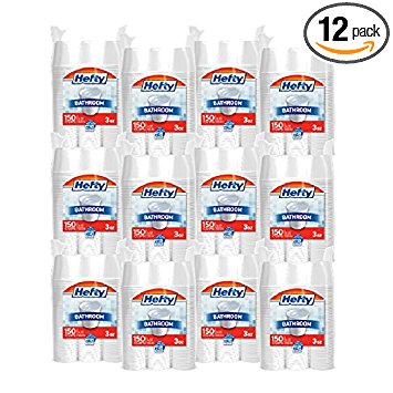 Hefty Plastic Bathroom Cups (White, 3 Ounce, 150 Count, Pack of 12) – Packaging May Vary