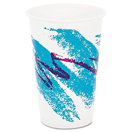 SOLO Cup Company Jazz Waxed Paper Cold Cups, 16 oz, Tide Design - Includes 20 packs of 50 each.