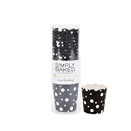 Simply Baked Petite Paper Baking Cup, Black Dot, 200 Pack, Disposable & Oven-Safe