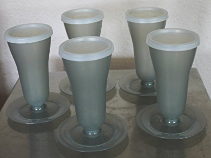 VINTAGE Tupperware Tall Parfait Glasses with Lids [come apart for easy storage] as shown