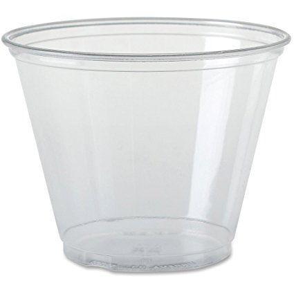 SOLO Cup Company Ultra Clear Cups, Squat, 9 oz, PET, 50/Bag - Includes 20 bags of 50 cups.