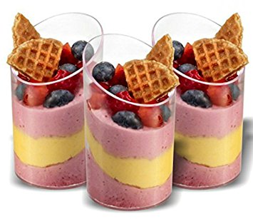 Zappy 500 Elegant Clear Slanted Cylinder Mini Dessert Appetizer Cup 2.5 oz Plastic Tasting/Sample Shot...