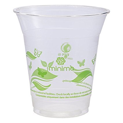 Minima 12 oz, 1000 Count Compostable Cold Cups – 100% BPI-CERTIFIED Compostable certified Drink Cups (Leaves Design)