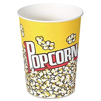 SOLO Cup Company Paper Popcorn Cup, 32 oz, Popcorn Design, 50/Pack - 500 buckets per case, 50 per pack.