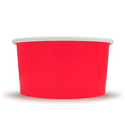 Red Paper Ice Cream Cups - 6 oz Dessert Bowls - Comes In Many Colors & Sizes! Frozen Dessert Supplies - Fast Shipping! 1000 Count