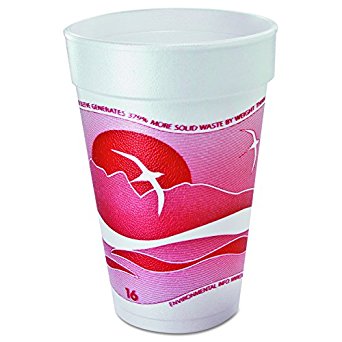 Dart 16J16H 16 oz Horizon Foam Cup, 16 Series Lids (Case of 1000)