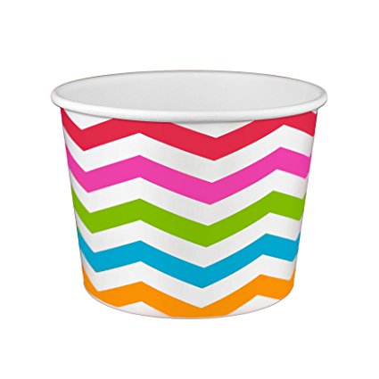 16 oz Yogurt Paper Cups- 1000 Count (Chevron-Rainbow)