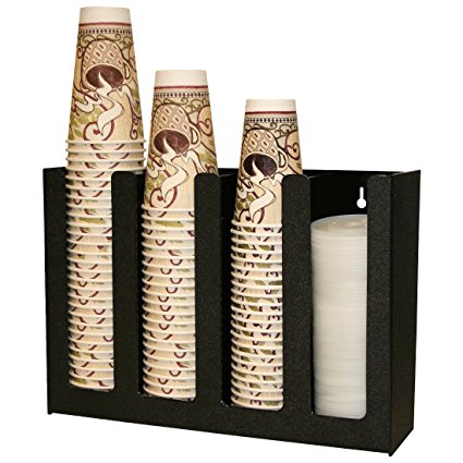 Coffee Organizer for Lid & Cups. This Handsome 4 Column Cup/lid Holder Holds,12, 16, 20 or 24oz. Cups or Lids. Great for Office Break Rooms. Proudly Made in the USA by PPM.