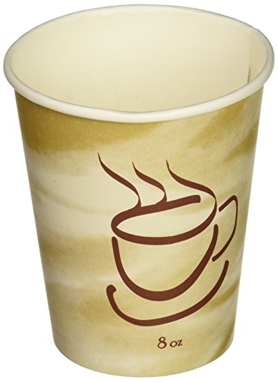 Gogo by Crystalware Gogo Paper Hot Cups with Coffee Design, 8 oz. Capacity, Packed 1 Bag of 50 Cups